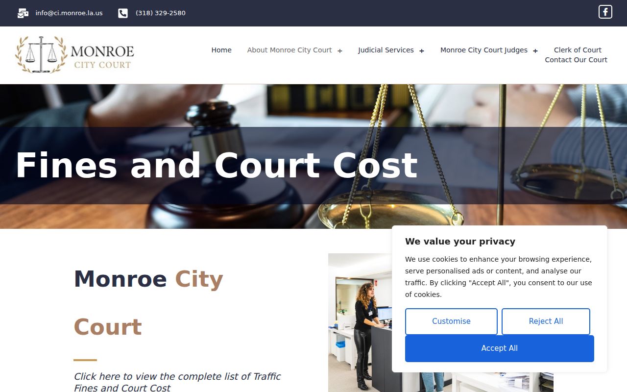 Monroe court records fine and court cost payment notice