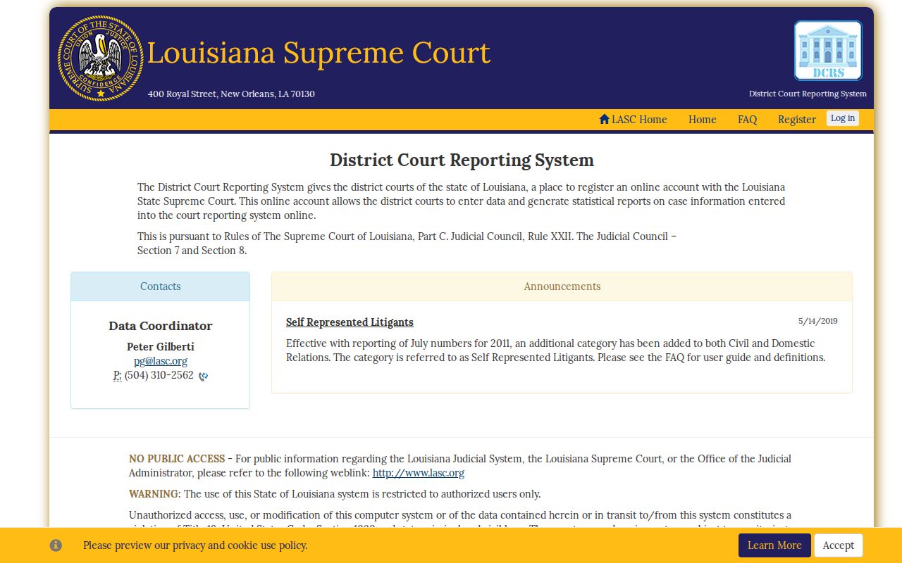 Ouachita docket search Louisiana restricted court records system notice